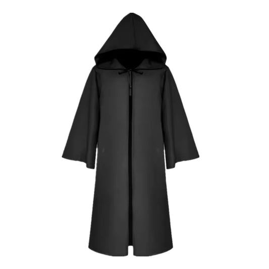 Halloween Witch Long Shirt Hooded Black Robe Cloak Cosplay Costume Adult and Scary Ghost Cloak Child Holiday Costume Set