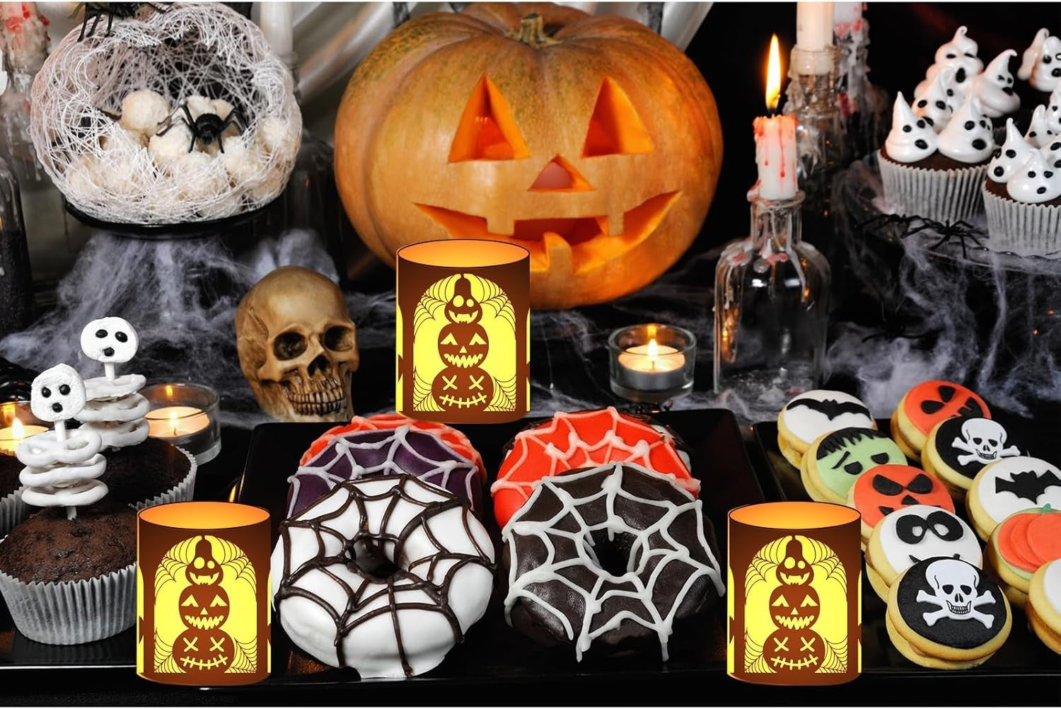 12 Windlicht Tischdeko Halloween