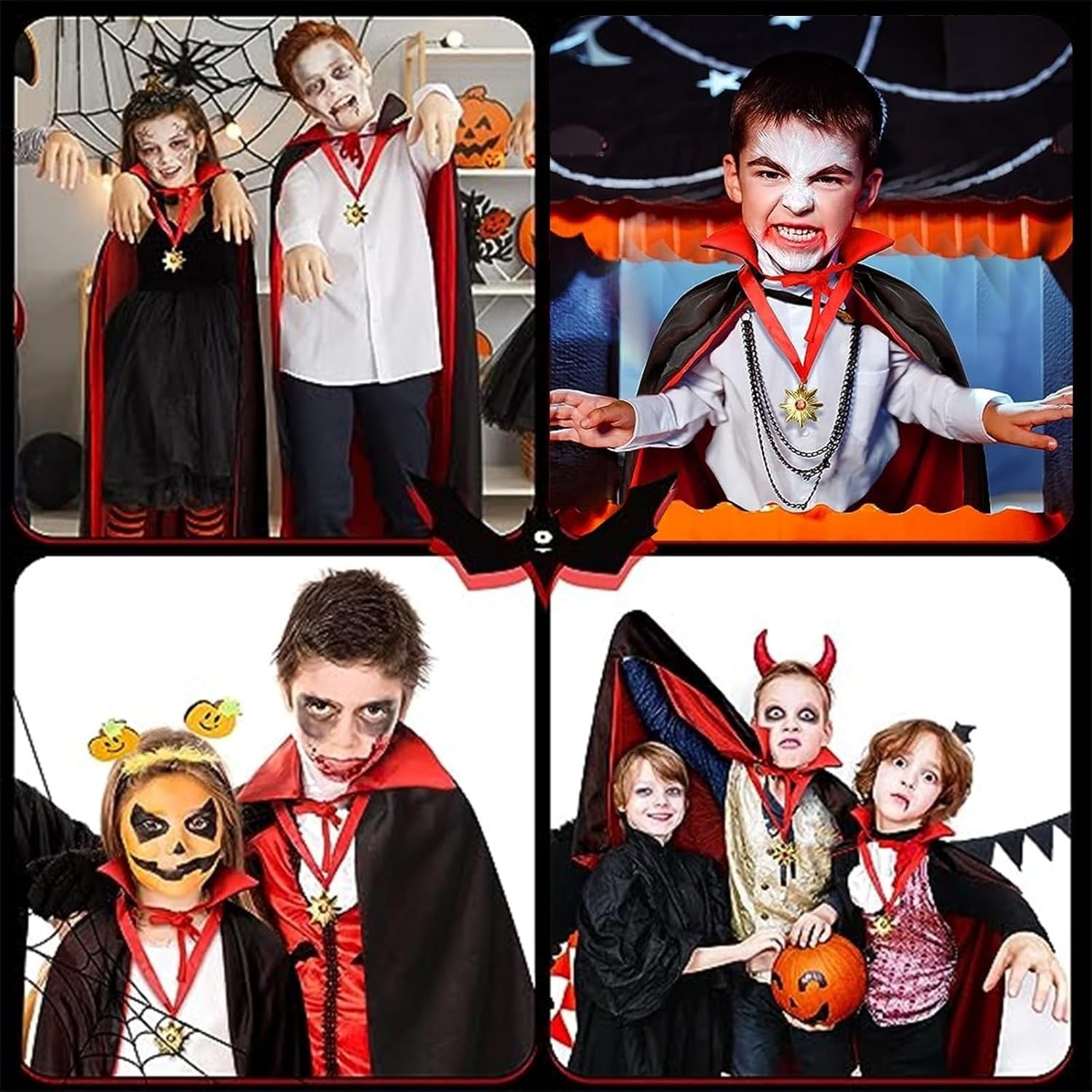 Winwild Vampir Umhang Kinder Halloween Kostüm Mit Kragen - Cape Für Karneval ...