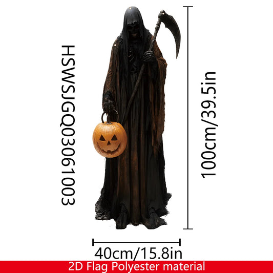 2D Halloween Horror Evil Pumpkin Man Hanging Background Cloth Halloween Terror Atmosphere Indoor and Outdoor Decoration Supplies