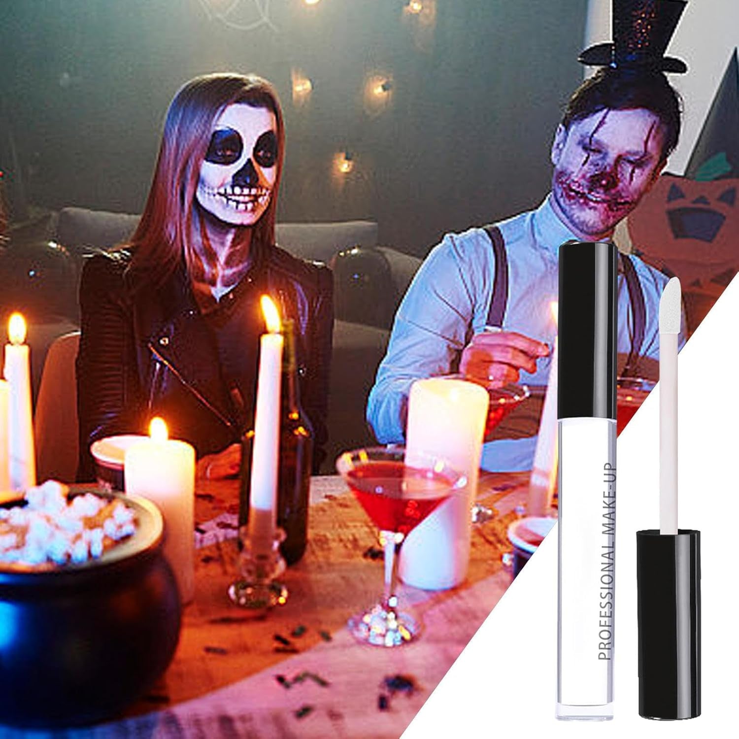 Schwarz-Weißer Lippenstift Halloween - Feuchtigkeitsspendende, Feuchtigkeitsspendende Lippenstifte Verhindern Trockene Lippenflecken | Lippen-Make-Up-Zubehör Für Zuhause, Familientreffen,