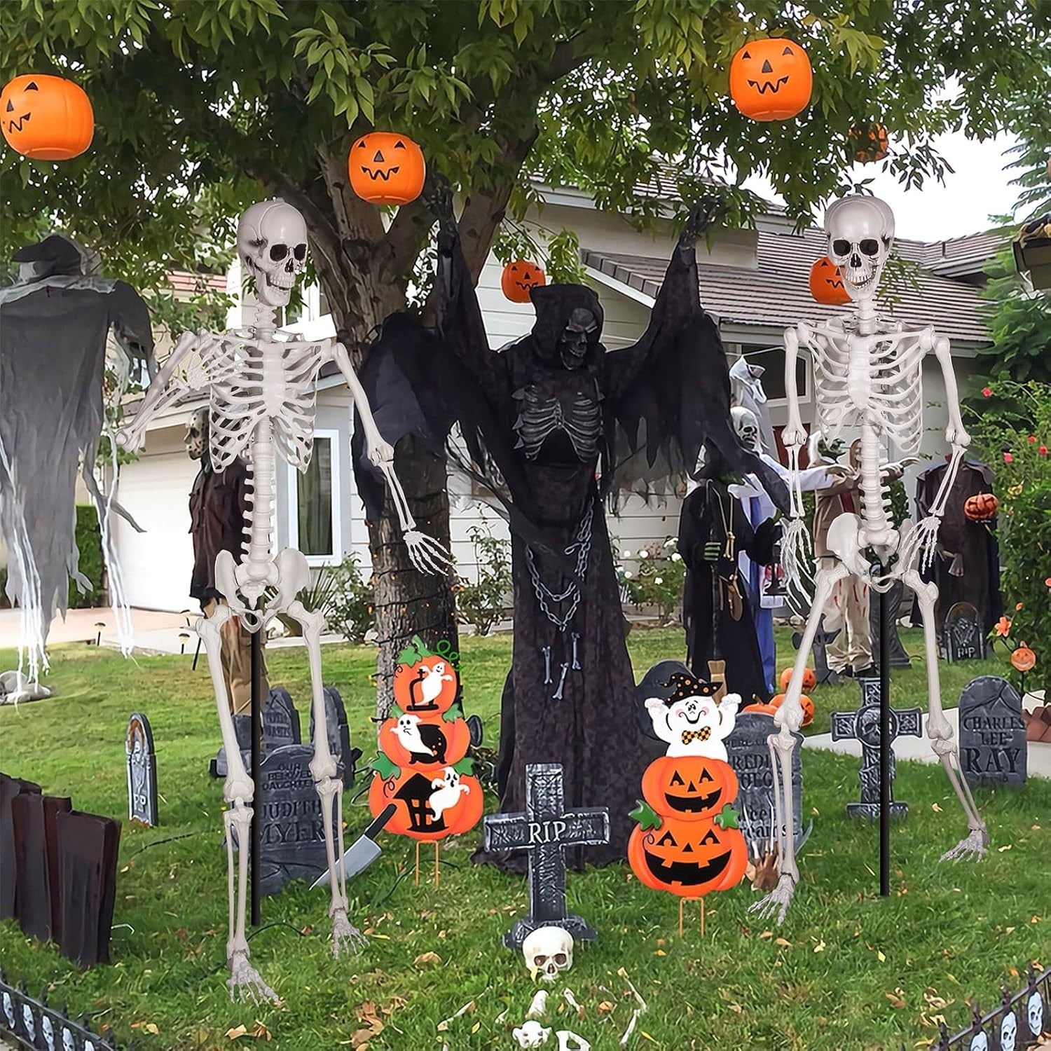 Halloween Plastikskelett 240Cm Ganzkörper Mit Beweglichen Gelenken Für Innen ...
