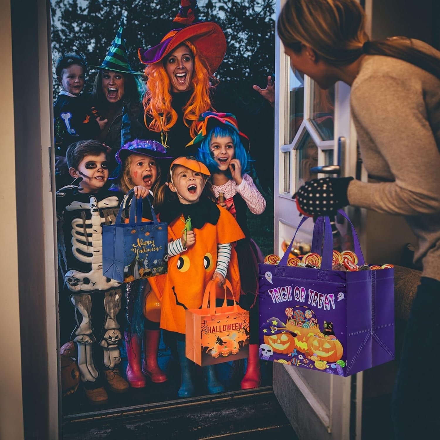 4 Stk Halloween Geschenktüte Tasche, Halloween Süßigkeit Süßes Taschen Aus No...