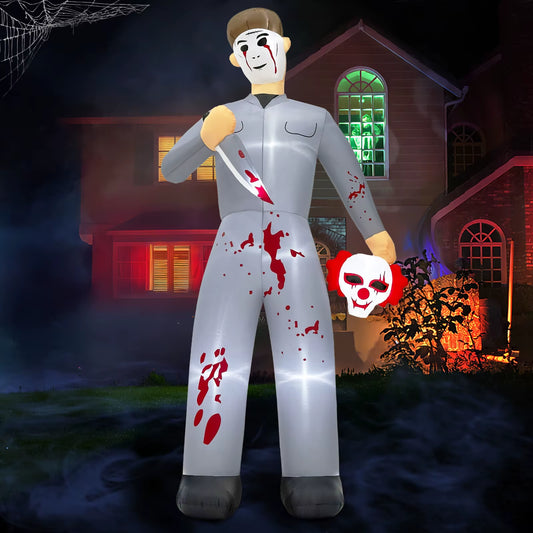 Ourwarm 10FT Serial Killer Giant Halloween Inflatable, Scary Halloween Blow up Decor for Yard Inflatable Halloween Outdoor Decor