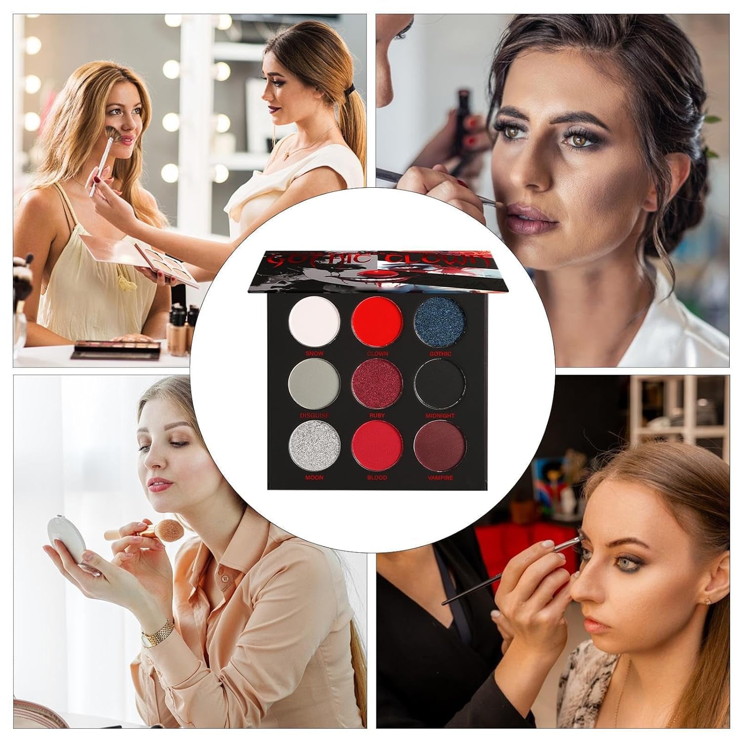 Halloween Lidschatten Palette, Schwarz Rote Lidschatten Palette, Halloween Goth Makeup, 9-Farben Punk Smoky Lidschatten Palette, Hochpigmentierter Lidschatten Für Halloween-Party
