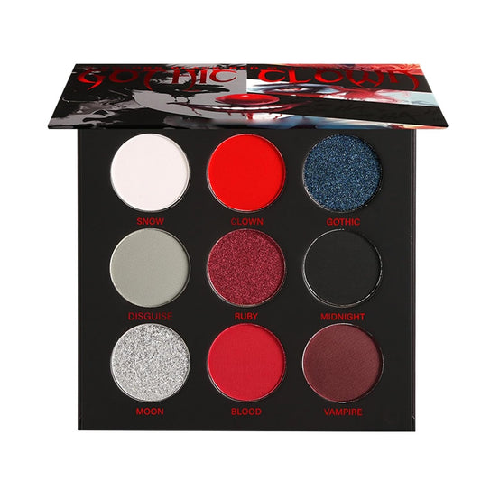 Halloween Lidschatten Palette, Schwarz Rote Lidschatten Palette, Halloween Goth Makeup, 9-Farben Punk Smoky Lidschatten Palette, Hochpigmentierter Lidschatten Für Halloween-Party