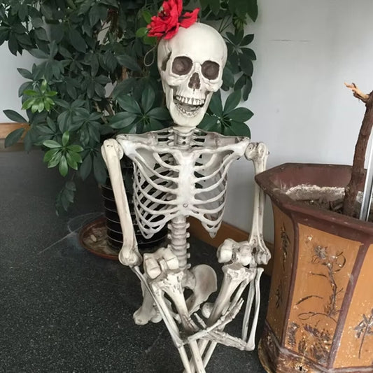 Full Life Size Home Evil Party Decoration Horror Scary Movable Big Skull 90CM Halloween Movable Skeleton Halloween Ornament Toys
